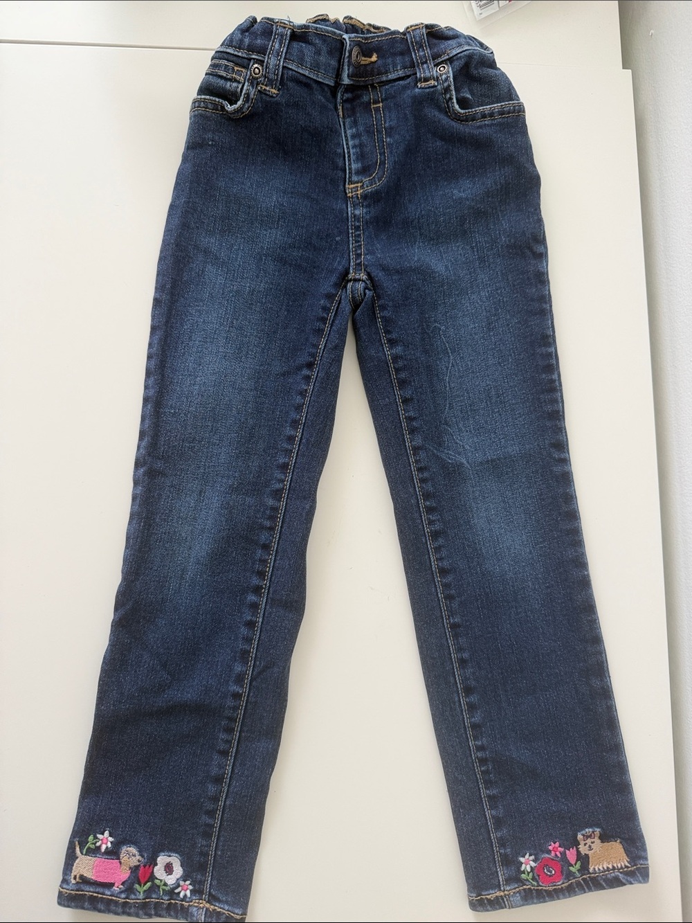 Gymboree Dark Blue Flare Jeans with Embroidered Hems 5T